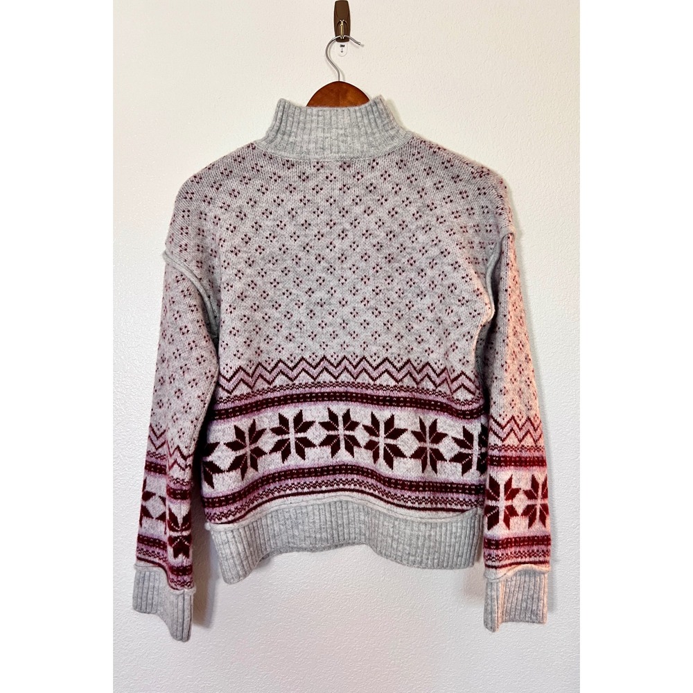 Marled Fair Isle Mock Neck Sweater XS Nordic Cozy Winter Cabin - Picture 2 of 7